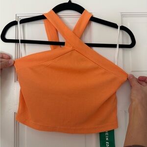 SHEIN Vibrant Orange Cross-Back Crop Top